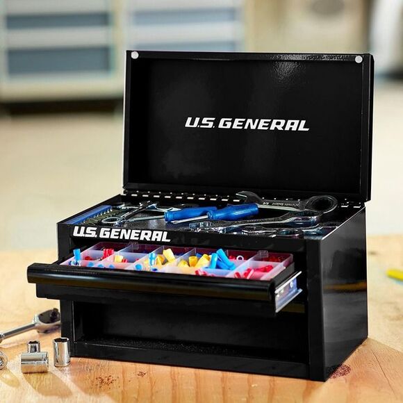 U.S. GENERAL Mini Steel Toolbox, Black - Picture 1 of 4